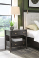 Rockport Two Drawer One Shelf Oak Wood Nightstand in Yin