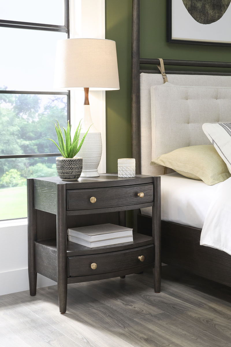 Rockport Two Drawer One Shelf Oak Wood Nightstand in Yin