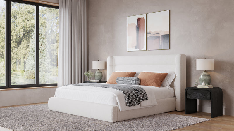 Frank Upholstered Wingback Platform Bed in Cottage Cheese Boucle (2026)