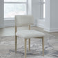 Zinnia Wood Back Dining Chair in White Sand and Dune Chenille