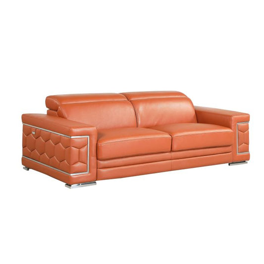 692 DivanItalia Camel Sofa with Adjustable Headrest in Top-Grain Italian Leather