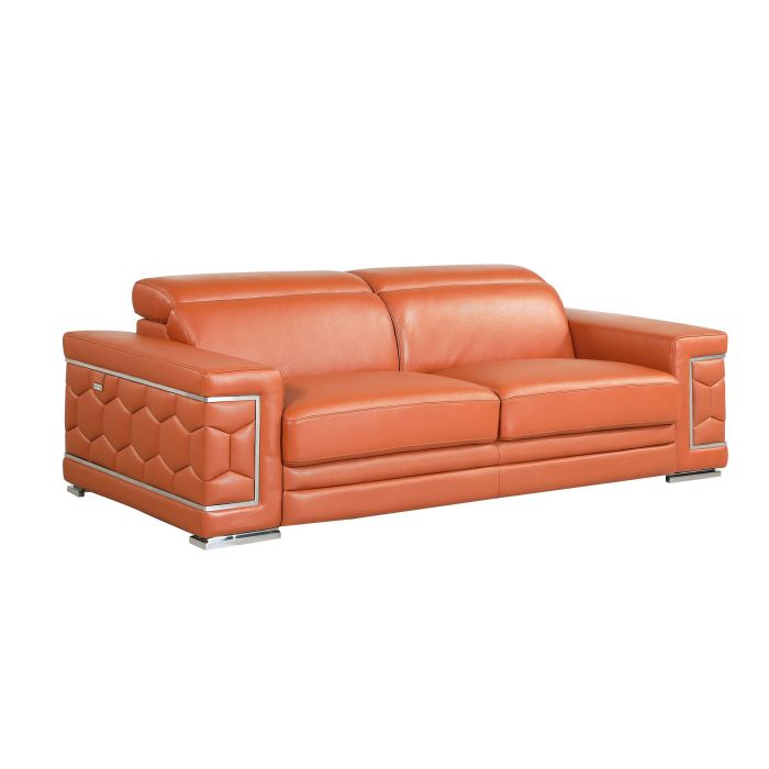 692 DivanItalia Camel Sofa with Adjustable Headrest in Top-Grain Italian Leather