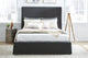 Cheviot Queen-Size Upholsterd Skirted Storage Panel Bed in Iron