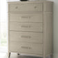 Camden Five Drawer Oak Wood Chest in Chai