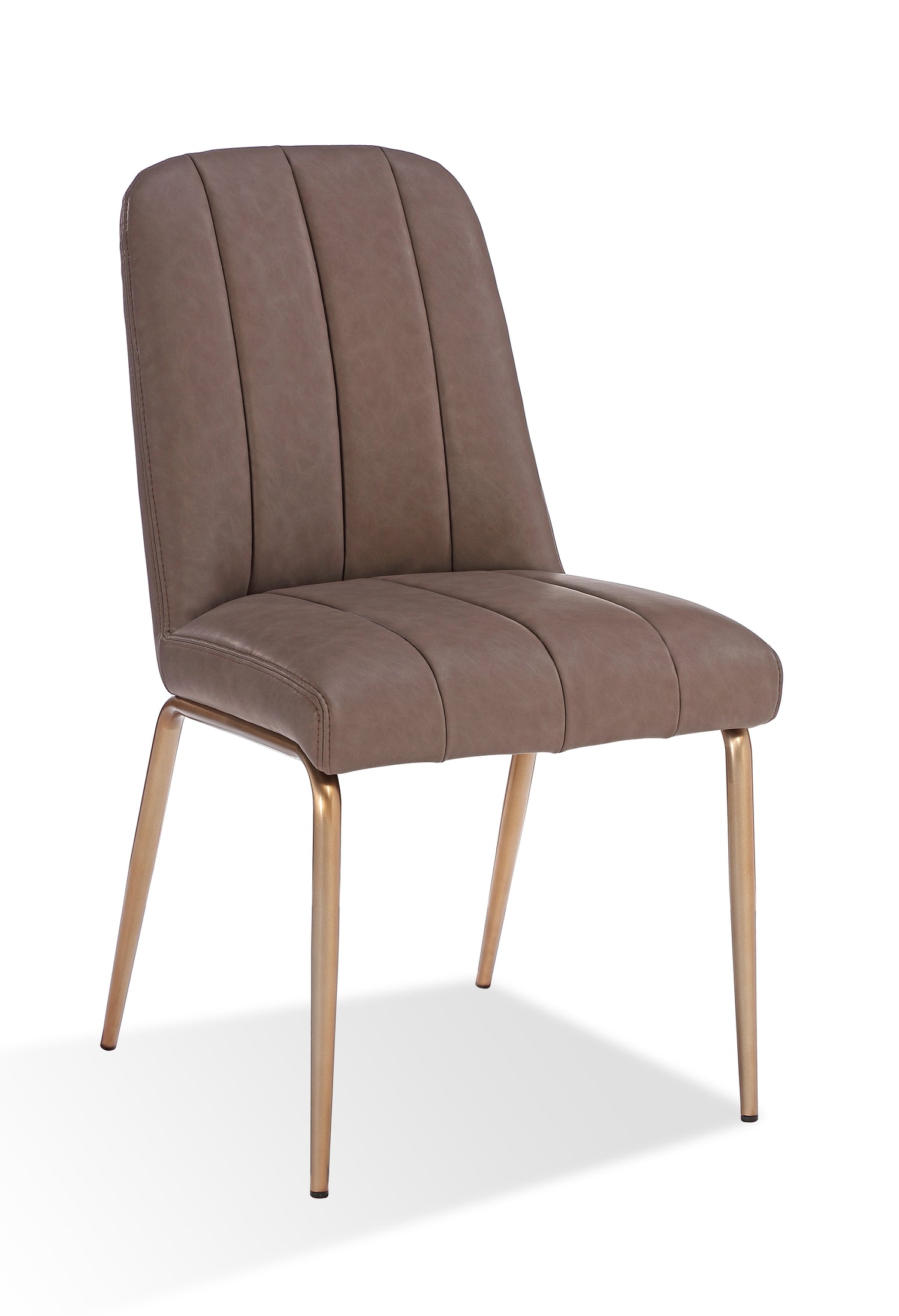 Apollo Upholstered Dining Chair in Cinnamon Synthetic Leather and Brushed Bronze Metal