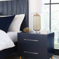 Argento Two Drawer USB Charging Nightstand in Navy Blue and Burnished Brass