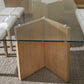 One Modern Coastal Glass Top Dining Table in White Oak
