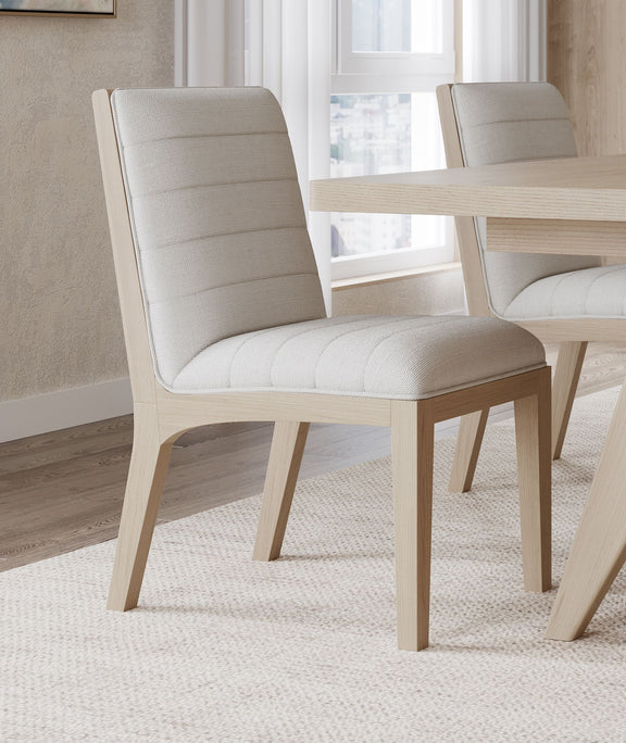 Sumire Solid Wood Dining Chair in Ginger and Natural Linen