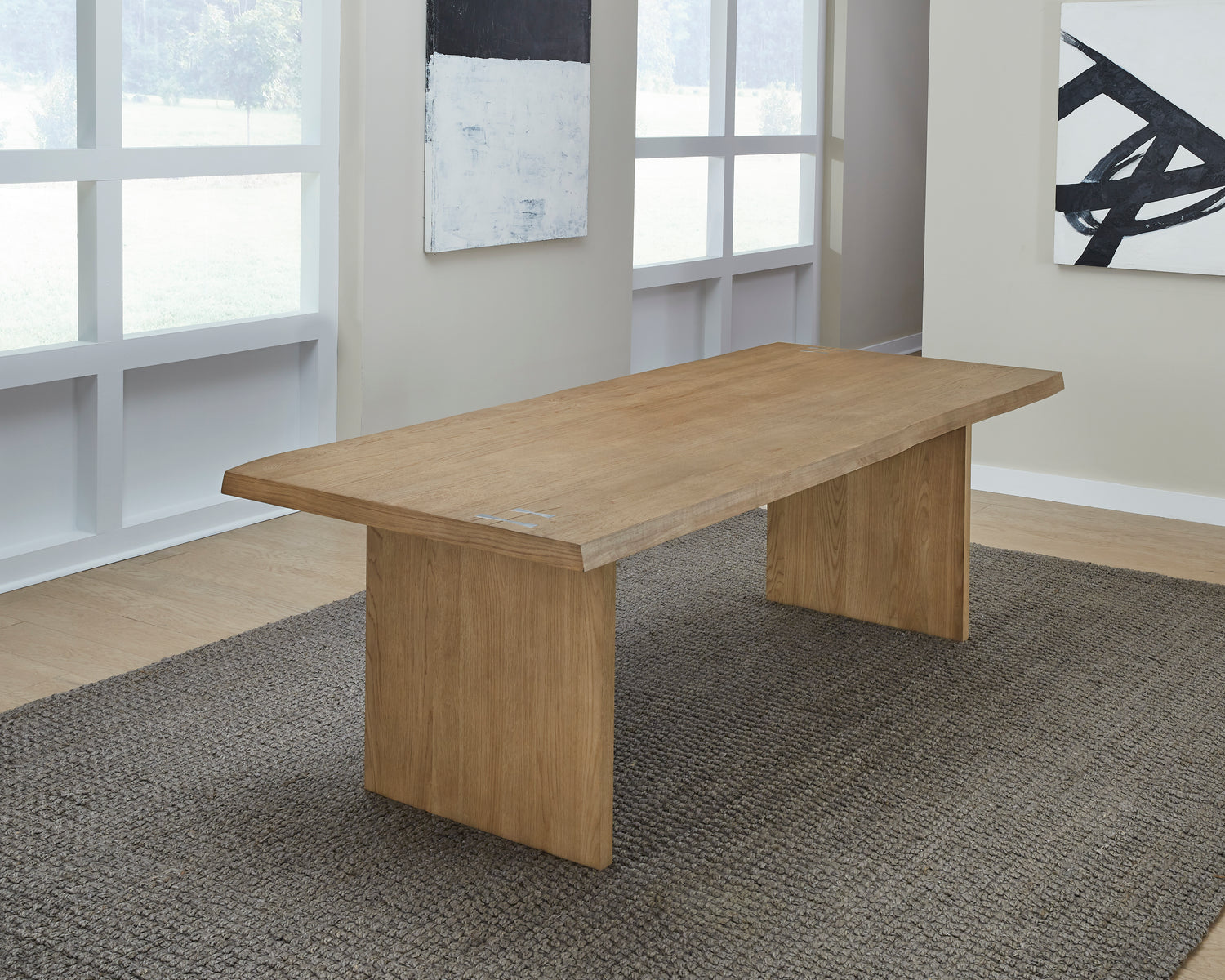 One Modern Coastal Live Edge Dining Table in White Oak