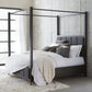 Lucerne Queen-Size Upholstered Canopy Bed in Vintage Coffee