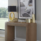 Yeal Leather Upholstered Storage Console Table with Wooden Tray Top