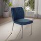 Fomo Chenille-upholstered Stainless Steel Base Dining Chair in Azure