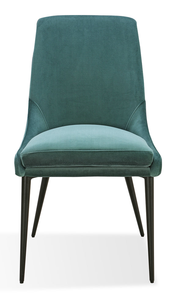 Winston Upholstered Metal Leg Dining Chair in Smoked Green and Black