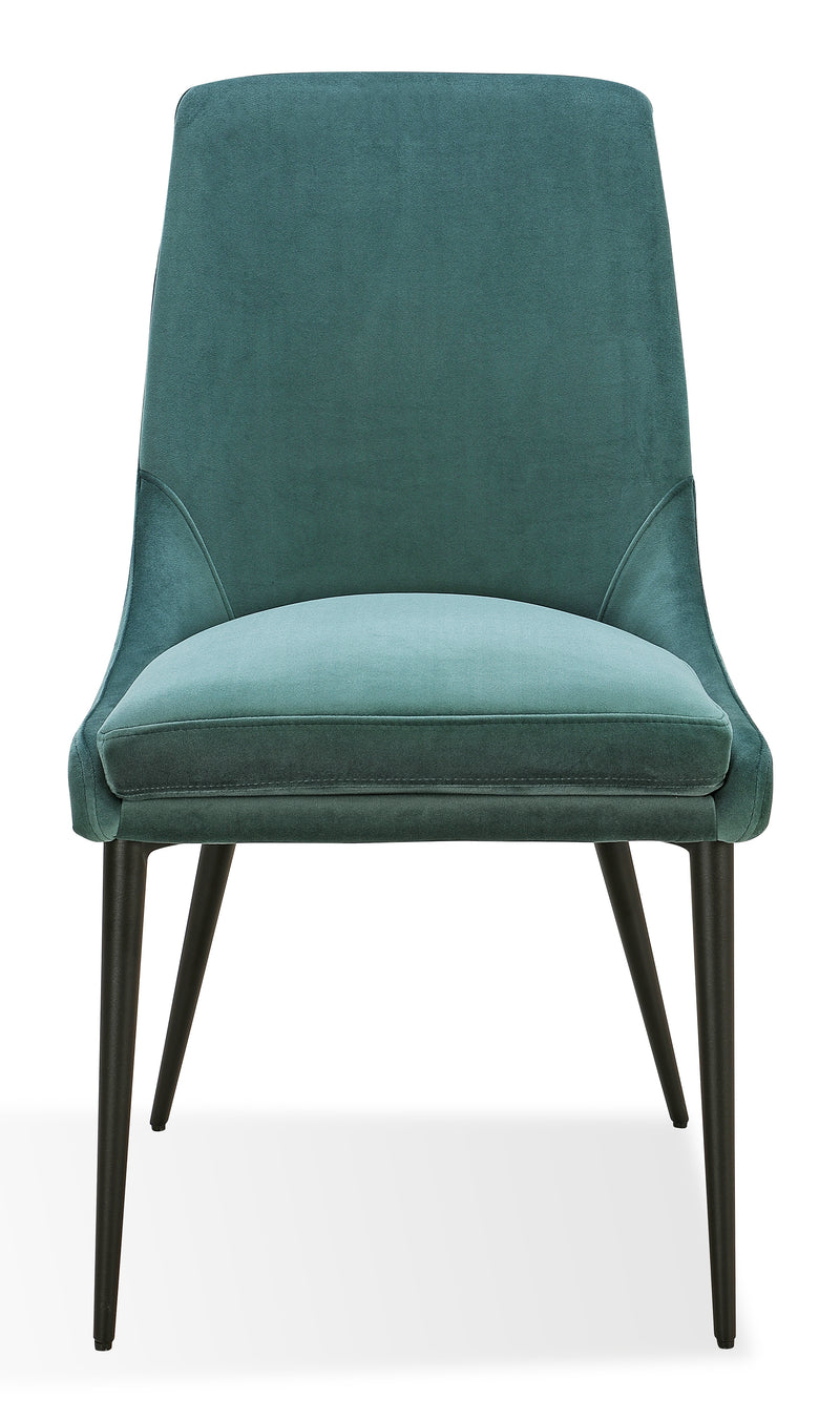 Winston Upholstered Metal Leg Dining Chair in Smoked Green and Black