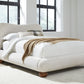 Afra King-size Chenille Upholstered Wood Leg Platform Bed in Chinchilla