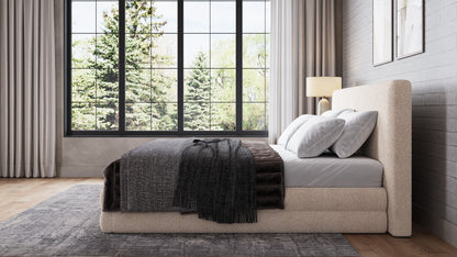 Maya Upholstered Platform Bed in Brun Boucle (2026)
