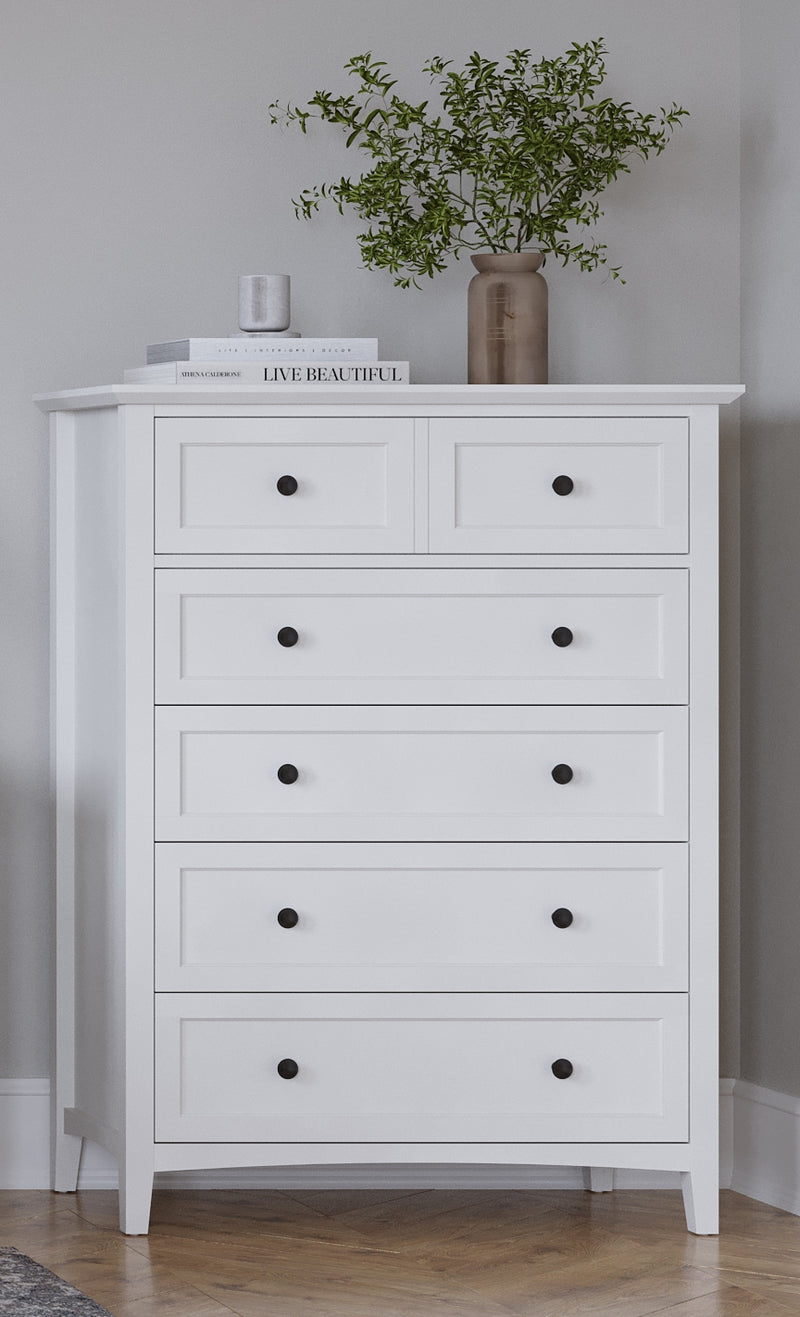 Grace Five Drawer Chest in Snowfall White (2024)