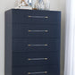Argento Five Drawer Chest in Navy Blue and Burnished Brass (2024)