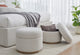 Off-White Upholstered Storage Ottoman in Ricotta Boucle (2026)
