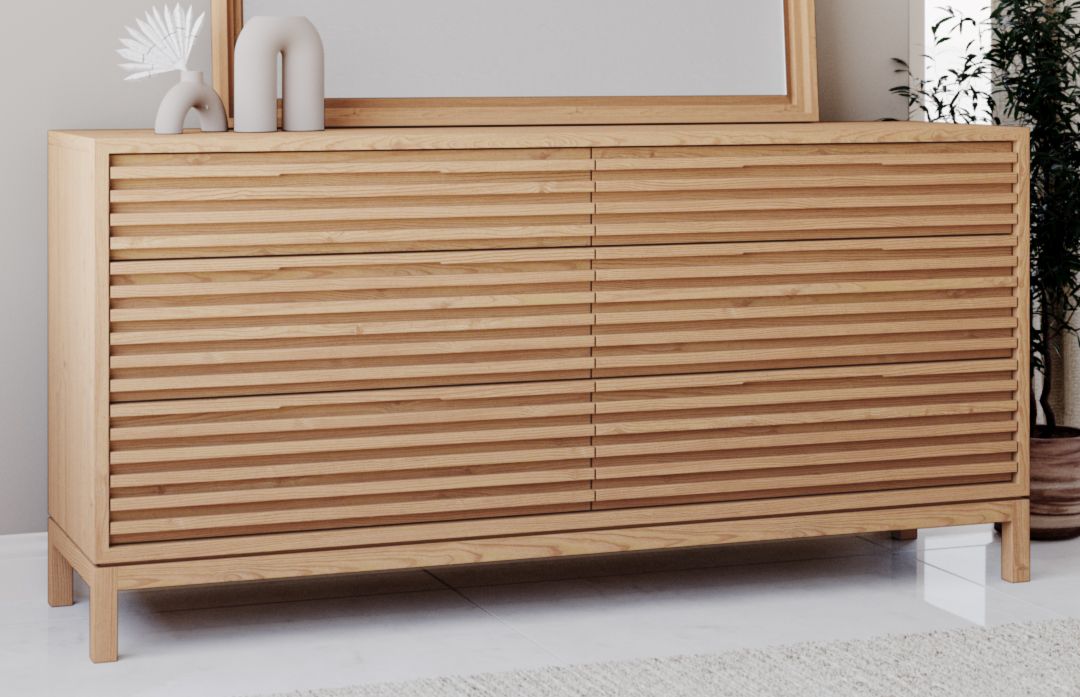 Tanner Six Drawer Ash Wood Dresser in Flaxen