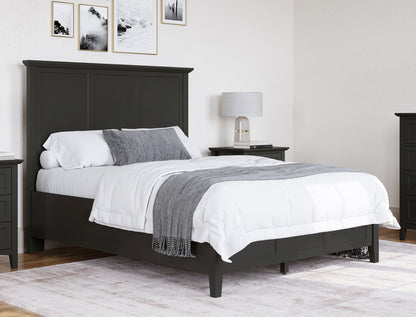 Grace Three Panel Bed in Raven Black
