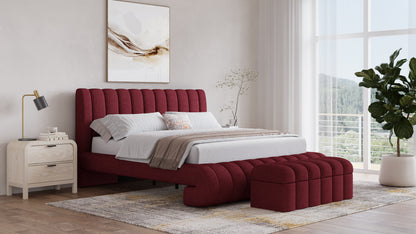 Savage Maximalist Upholstered Bed in Ruby Chenille