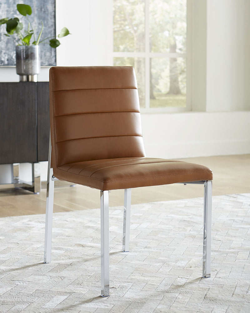 Amalfi Metal Back Chair in Cognac Leather