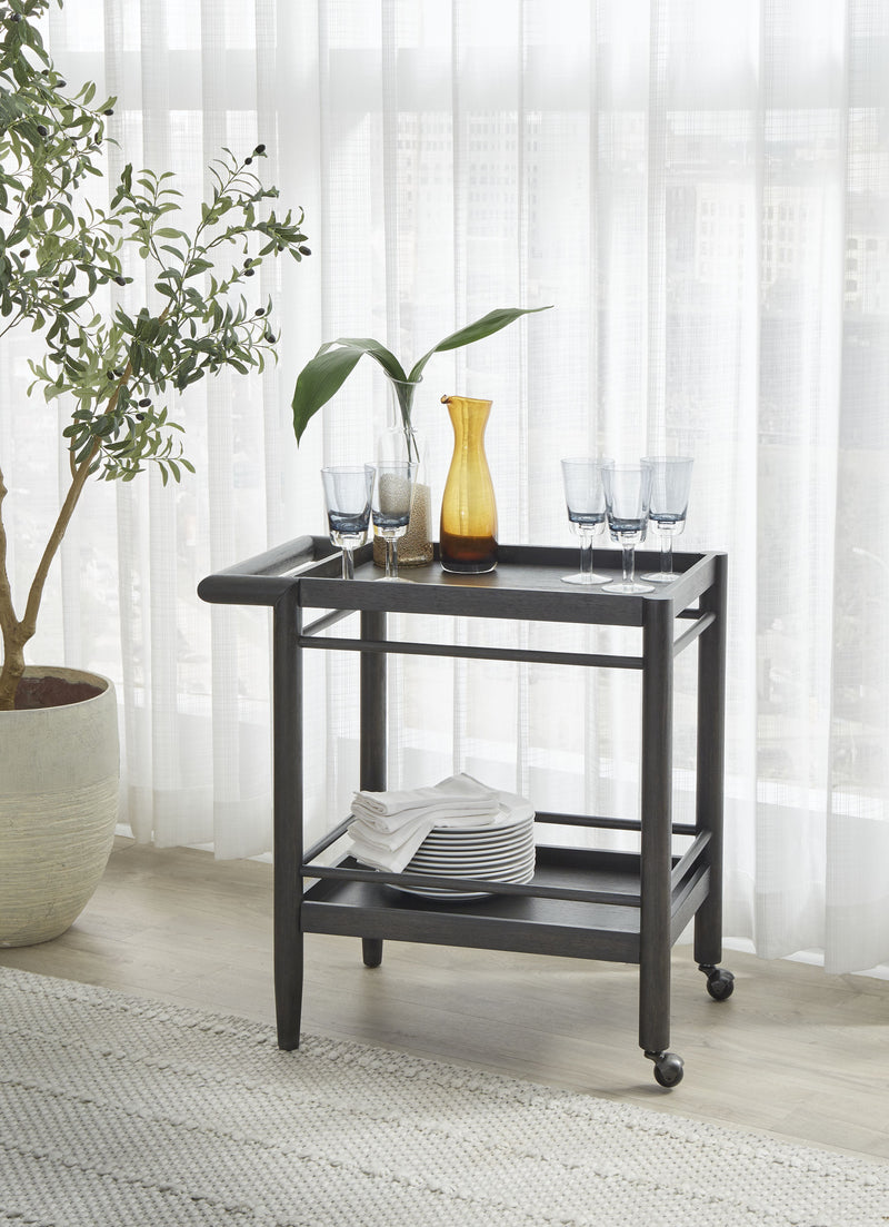Rockport Two Shelf Rolling Bar Cart in Yin