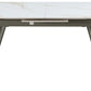 Lucia Extendable Stone Top Metal Leg Dining Table in Polished Cappuccino and Gunmetal