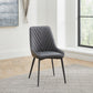 Lucia Upholstered Dining Chair in Charcoal Synthetic Leather and Black Metal