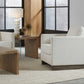 One Live-Edge White Oak and Glass End Table in Bisque