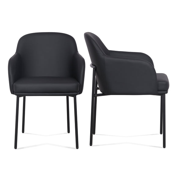 Sydney Performance Vegan Leather Armchair - Set of 2 - Black