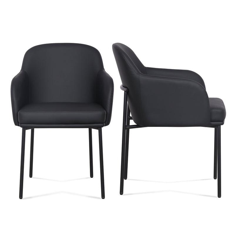 Sydney Performance Vegan Leather Armchair - Set of 2 - Black
