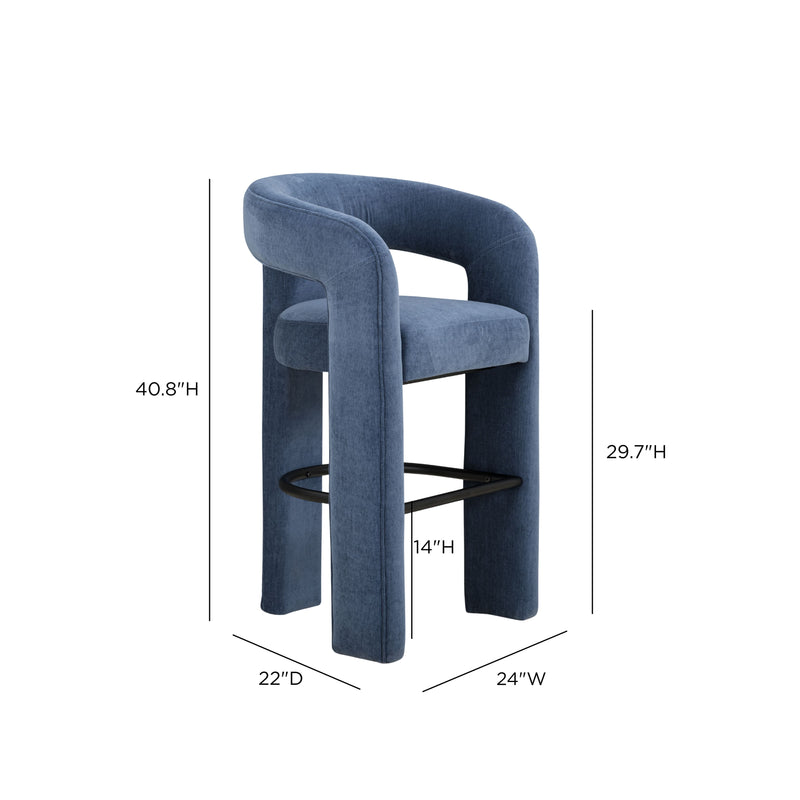 Malone Performance Chenille Stool - Blue Denim / Bar Height