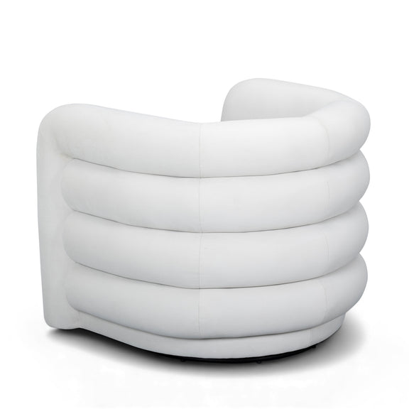 Curves Performance Velvet Swivel Accent Chair - Cream