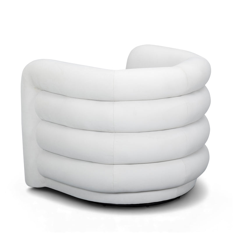 Curves Performance Velvet Swivel Accent Chair - Cream