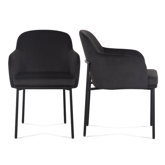 Sydney Performance Velvet Armchair - Set of 2 - Black