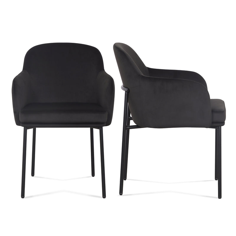Sydney Performance Velvet Armchair - Set of 2 - Black
