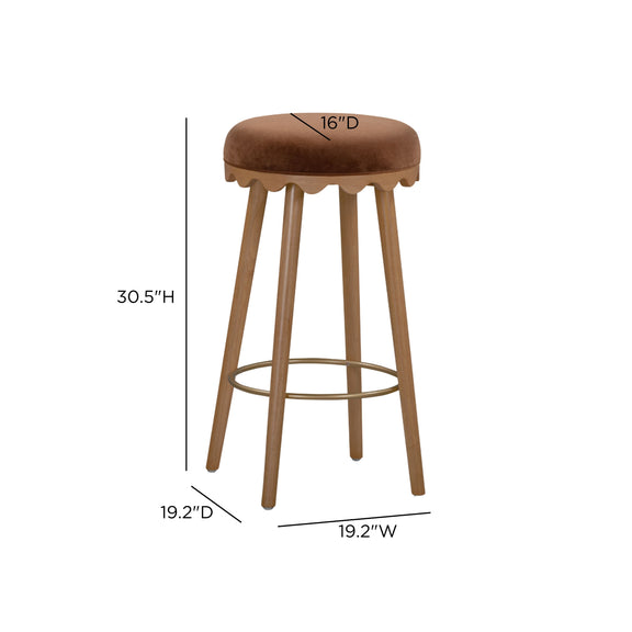Oodle Performance Vegan Mohair Bar and Counter Stool - Bronze / Light Walnut / Bar Height