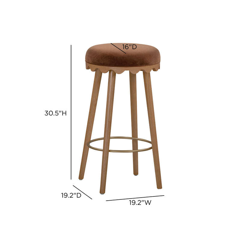 Oodle Performance Vegan Mohair Bar and Counter Stool - Bronze / Light Walnut / Bar Height