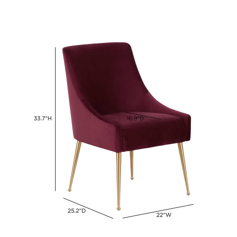 Beatrix Performance Velvet Dining Chair - Burgundy