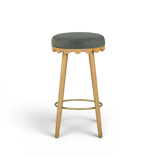 Oodle Performance Vegan Mohair Bar and Counter Stool - Green / Natural Ash / Bar Height