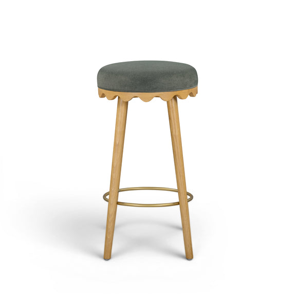 Oodle Performance Vegan Mohair Bar and Counter Stool - Green / Natural Ash / Bar Height
