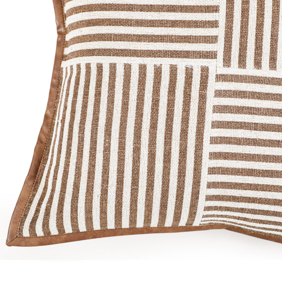 Kora 20" Cotton Jute Contract-Grade Throw Pillow - Brown / Pillow Cover Only