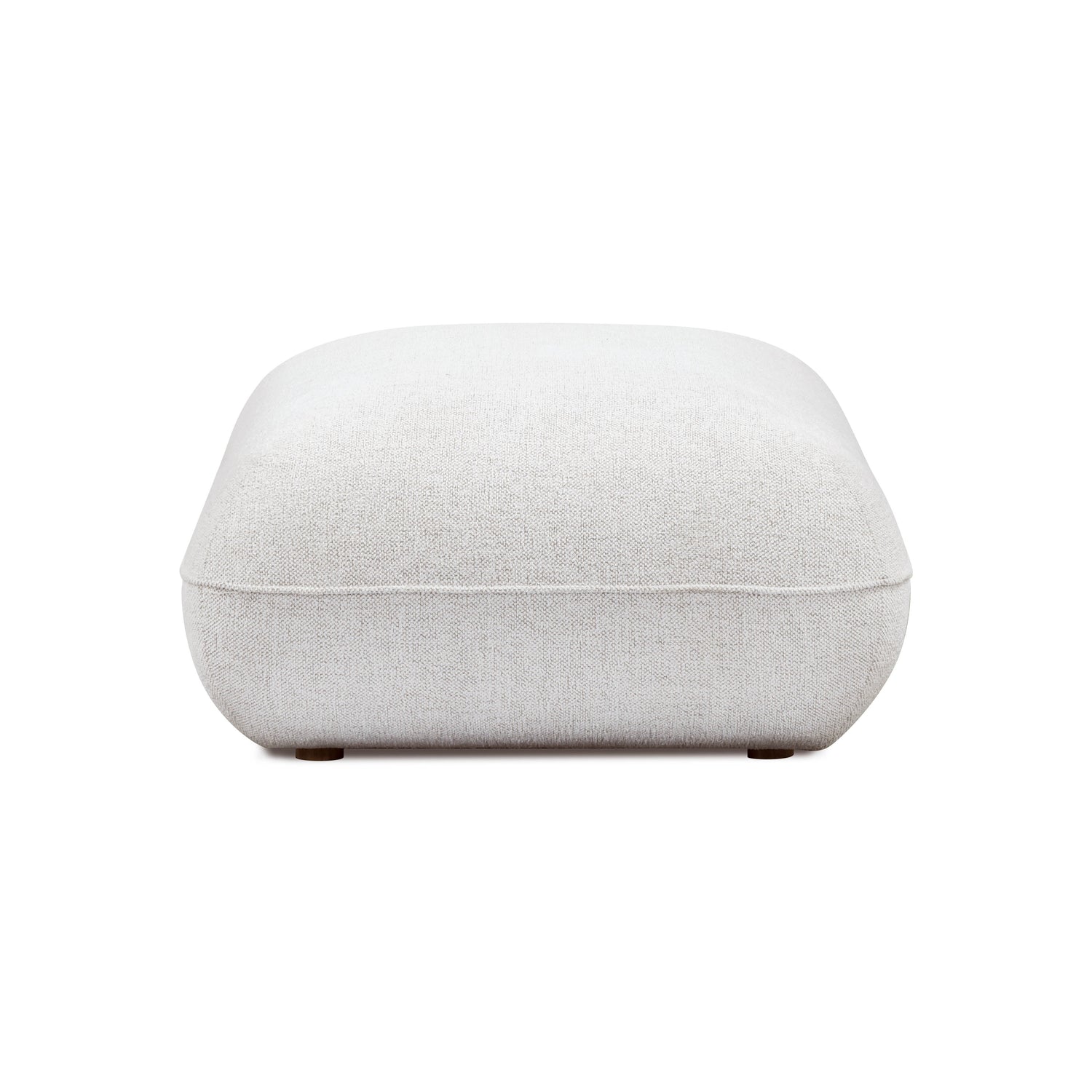 Arezza Stone White Contract-Grade Basketweave Chenille Ottoman