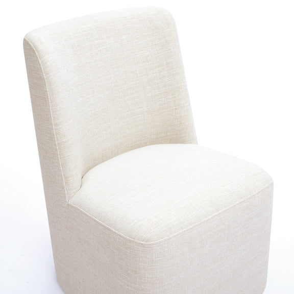 Melissa Performance Fabric Rolling Dining Chair - Cream