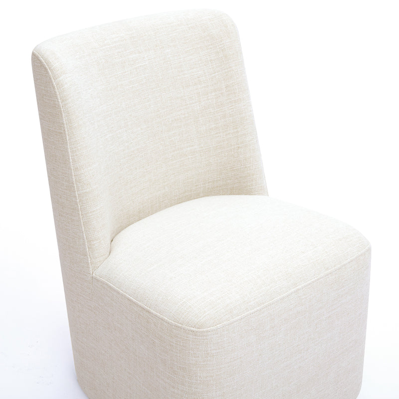 Melissa Performance Fabric Rolling Dining Chair - Cream