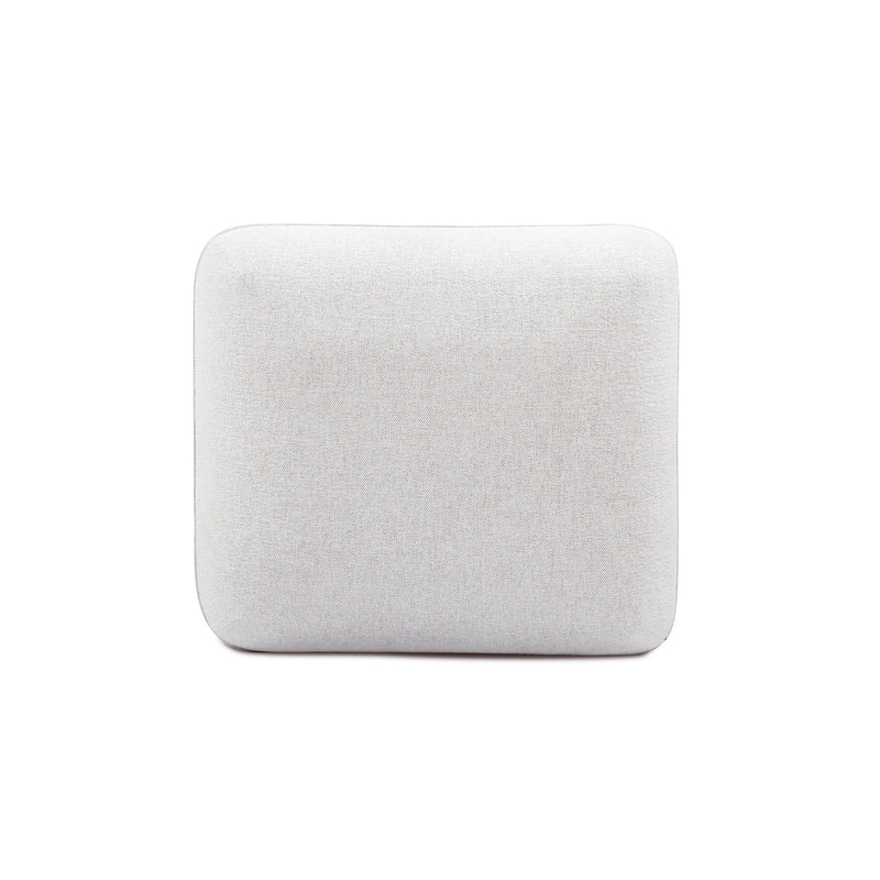 Arezza Stone White Contract-Grade Basketweave Chenille Ottoman