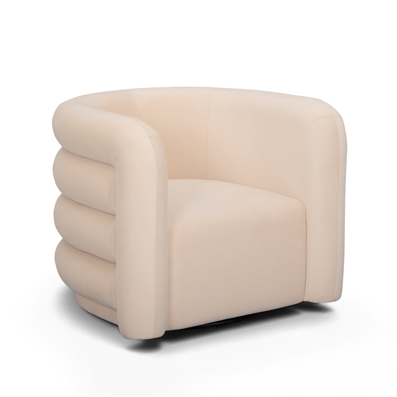 Curves Performance Velvet Swivel Accent Chair - Peach
