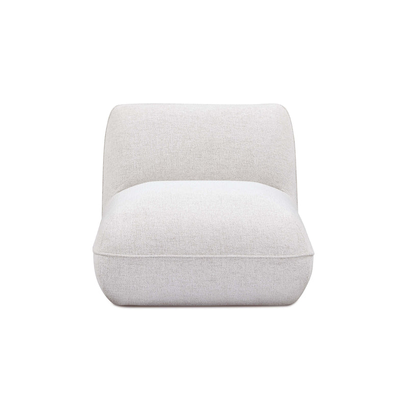 Arezza Stone White Contract-Grade Basketweave Chenille Armless Chair